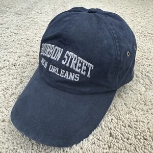 Bourbon Street Hat New Orleans Navy MV Sports Arched Spellout OSFM Dad Cap